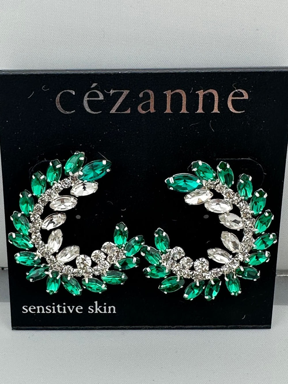 cézanne Green and Clear Crystal Leaf Wreath Earrings